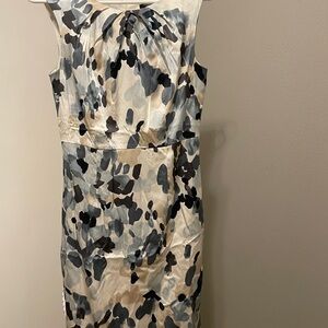 Ann Taylor Black and Gray Patterned Midi Dress
